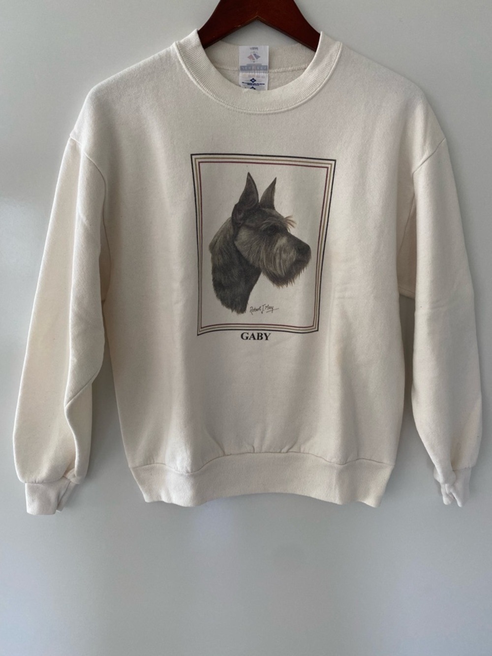 Vintage Dog Scottish Terrier White 1980s Large Crewneck Animal Lover Sweatshirt - Picture 2 of 8